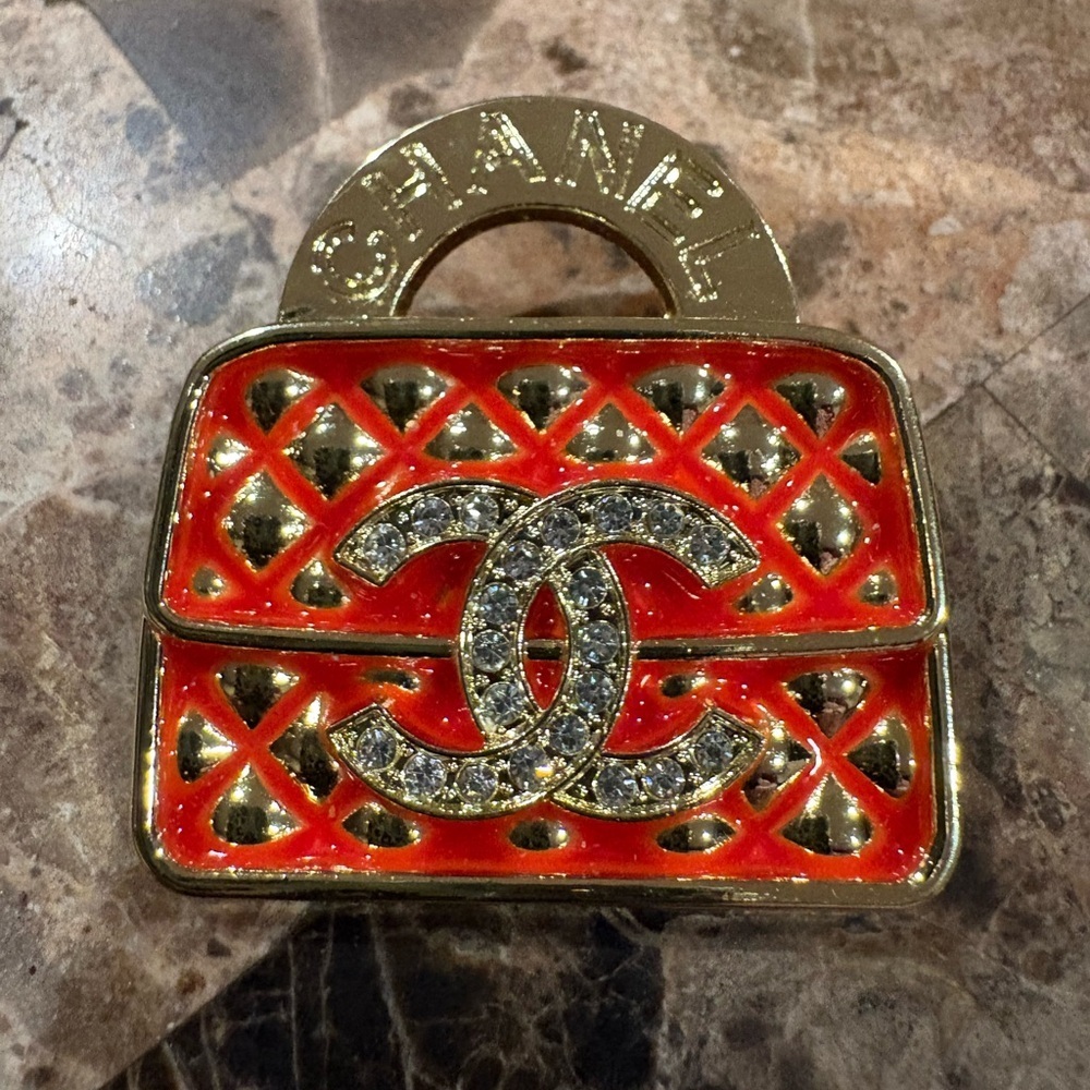 Gold and Red Quilted Brooch